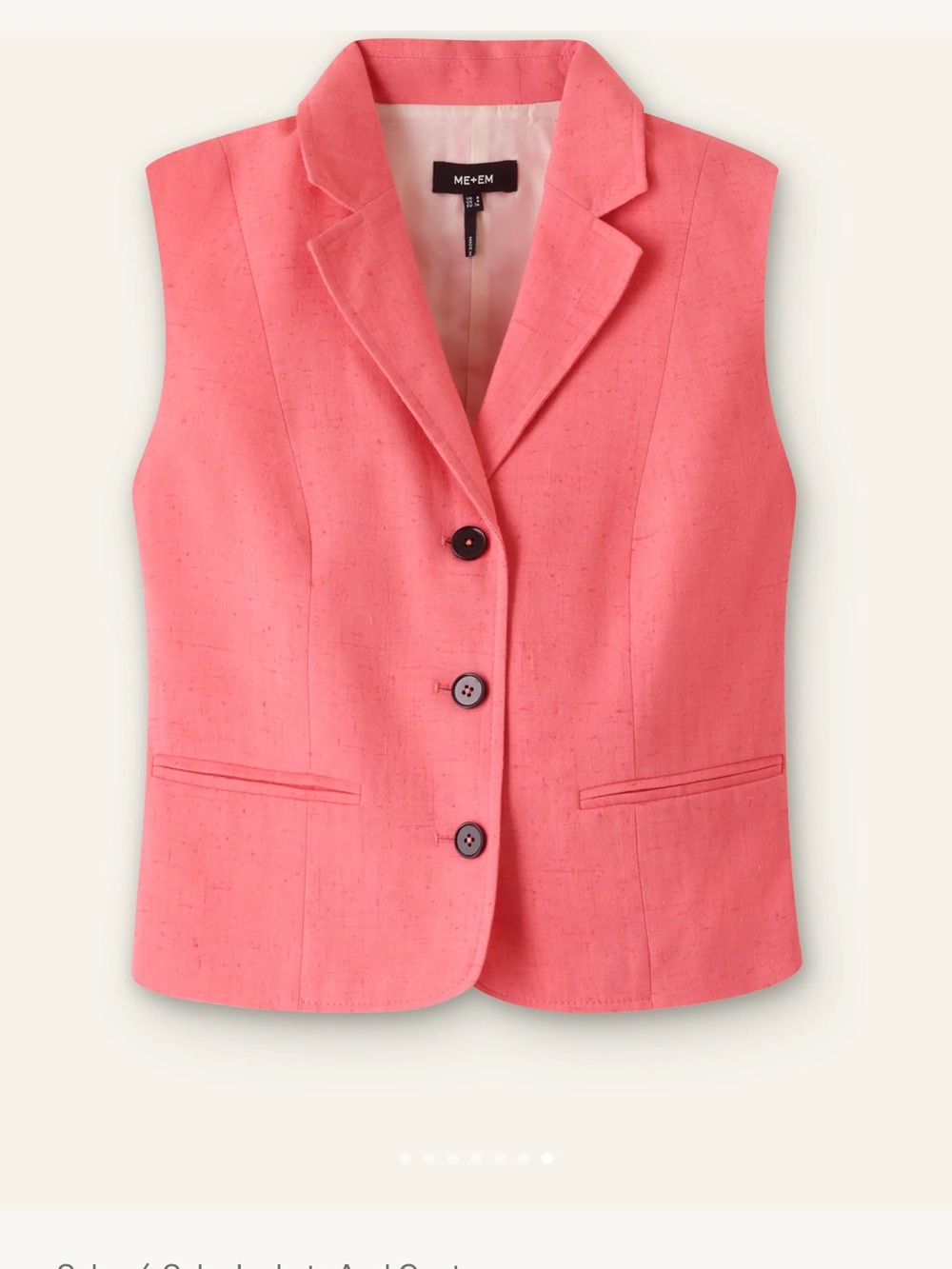 ME+EM Lightweight Tailored Sleeveless Crop Jacket Italian Viscose Silk Tailored